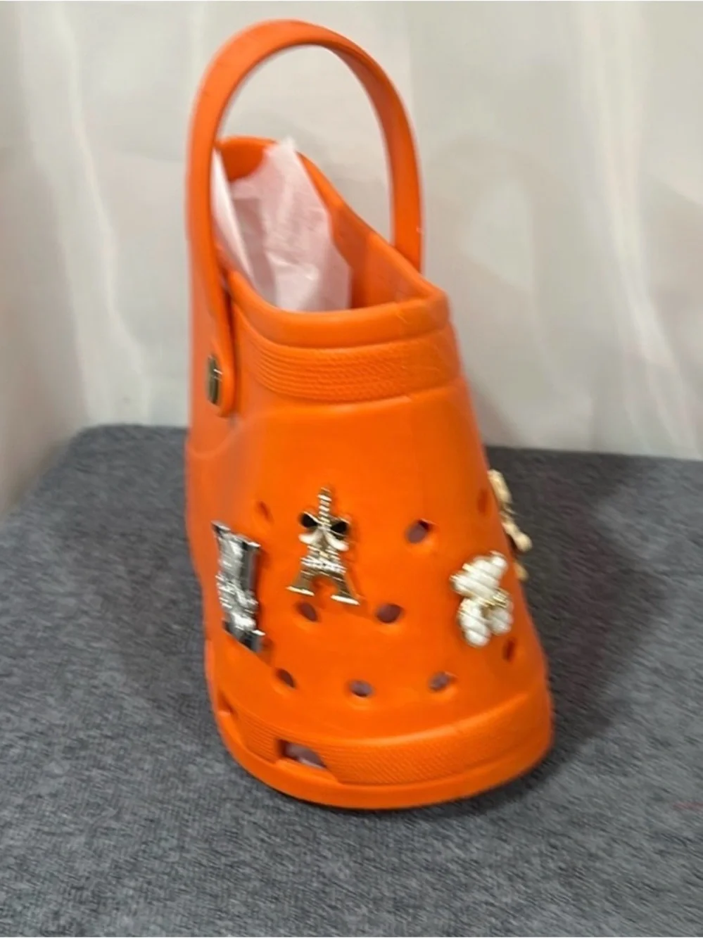 Orange Tote Bag with Charm Accents